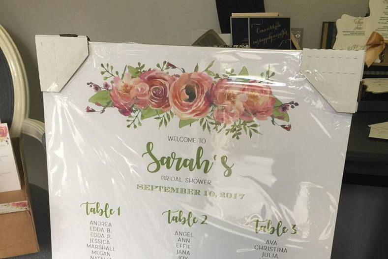 Bridal shower seating chart