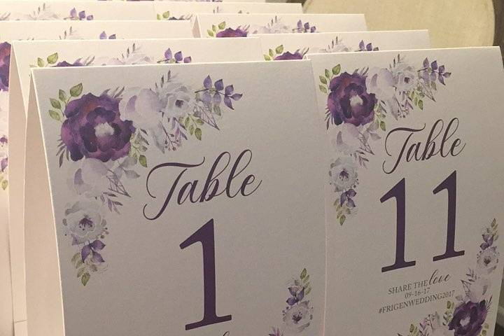 Table number tents